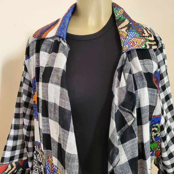 Feratelli Mixed Media Print Coverup Kimono Cardigan Multicolor XL - Picture 5 of 12